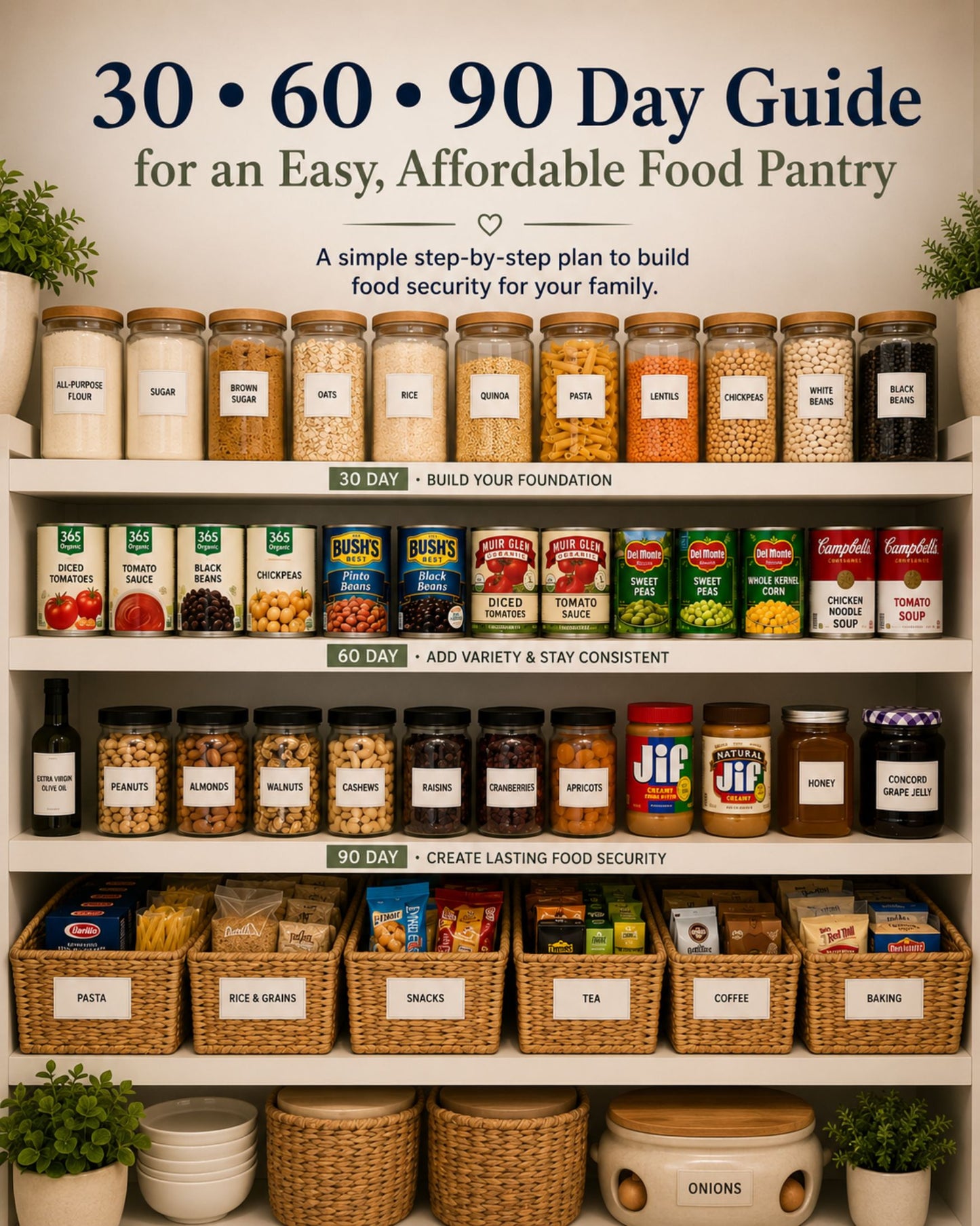 30, 60, & 90 Day, Easy & Affordable Pantry Shopping List
