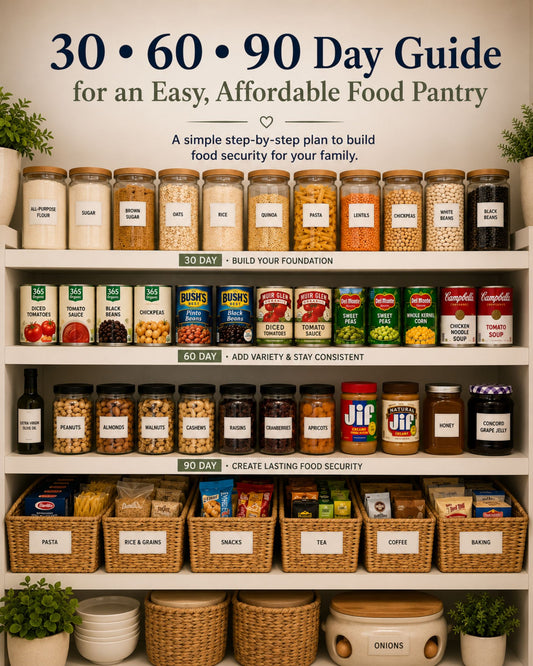 30, 60, & 90 Day, Easy & Affordable Pantry Shopping List