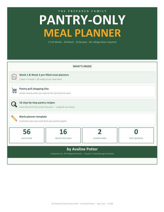 Pantry Only Meal Planner